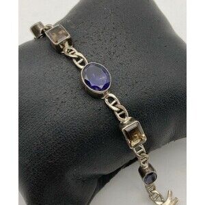 Smoky Quartz Iolite Silver 925 Bracelet Toggle